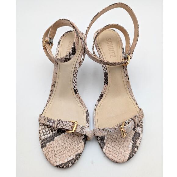 Schutz Aurora Snake-Embossed Stiletto Heel Sandals Women’s Size US7.5B EU38 - Picture 10 of 12